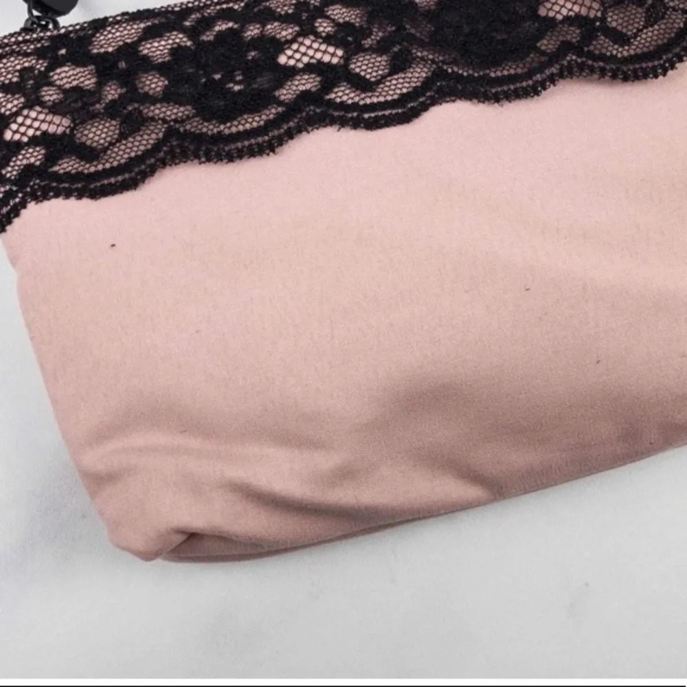 IPSY Blushing Pink Cosmetic Clutch Bag Trimmed with Black Lace